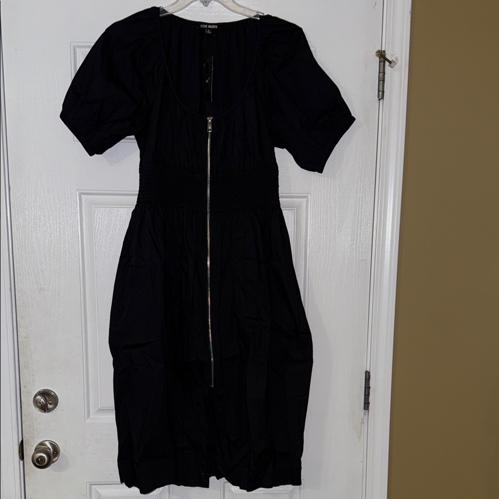 NWT Steve Madden zip front Black Women's Dress L
